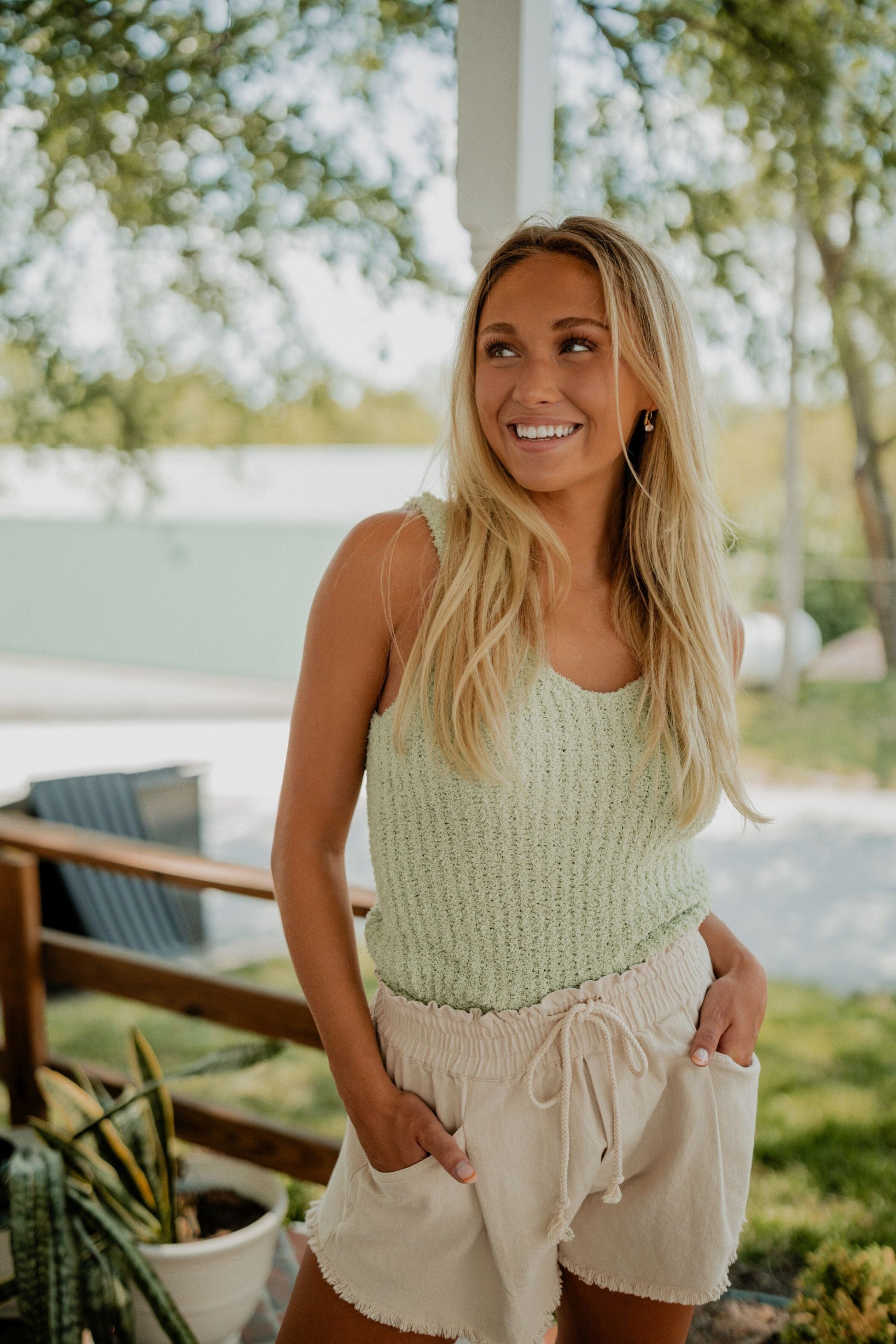 Sage Textured Tank Top blu pepper 