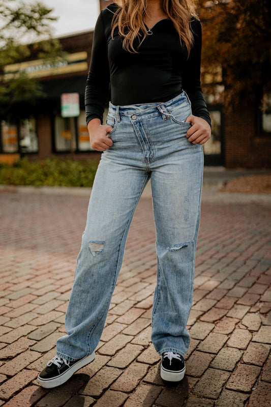Sarah 90's Wide Leg Straight Jeans Jeans kancan 