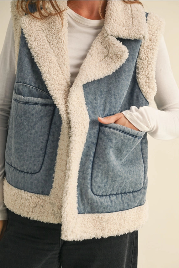 Sherpa Denim Vest vest miou muse 