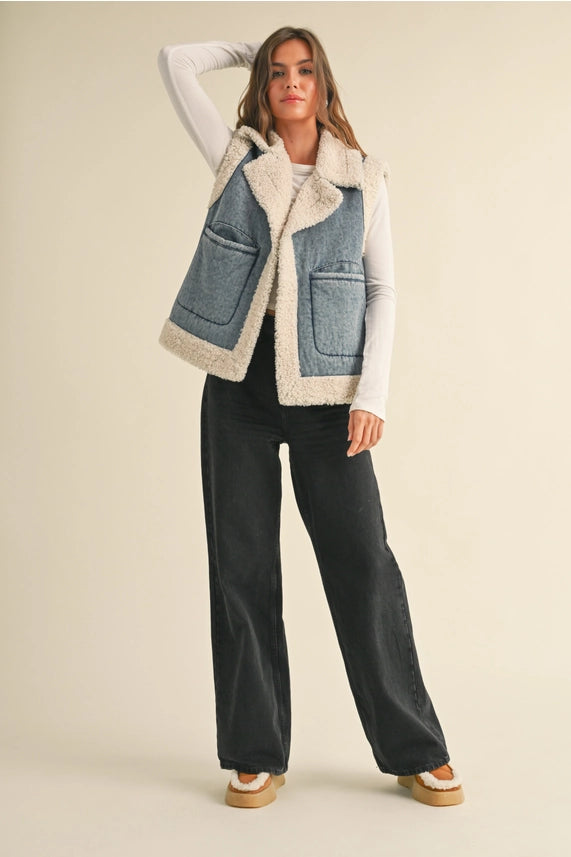 Sherpa Denim Vest vest miou muse 