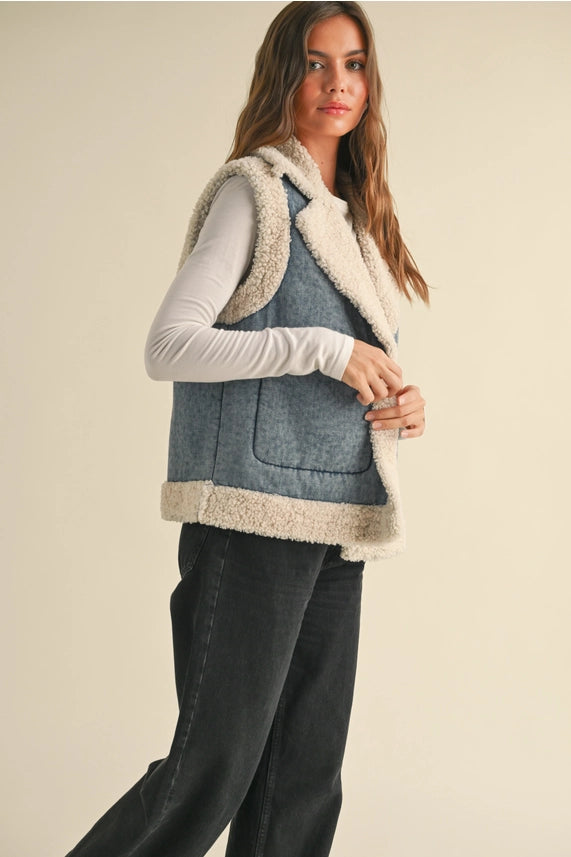 Sherpa Denim Vest vest miou muse 