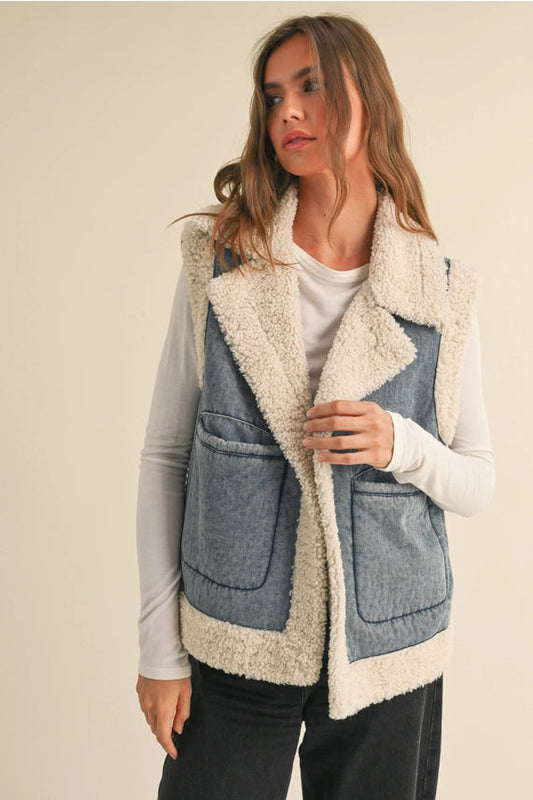 Sherpa Denim Vest vest miou muse 