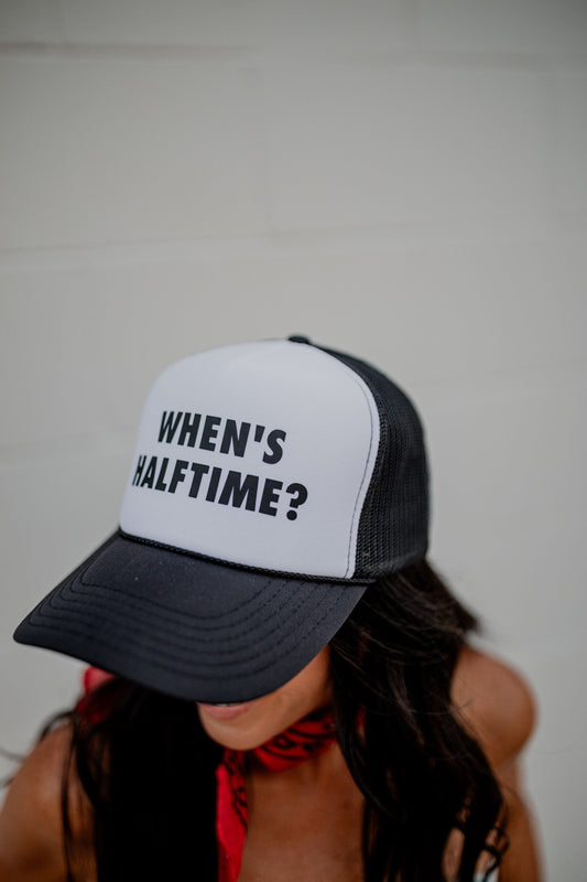 When's Halftime Trucker Hat Hats K Shae Collective Black/White 