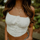 White Eyelet Button Crop Top Top sky to moon 